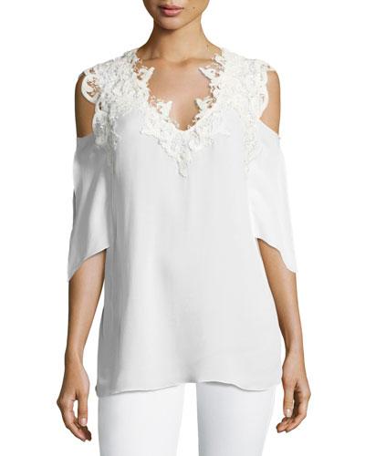 Michaela Cold-shoulder Lacy V-neck