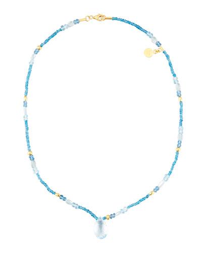 Single-strand Aquamarine & Blue Topaz Beaded Necklace