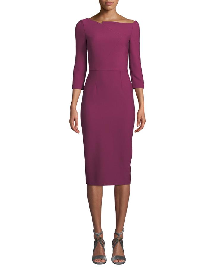 Witham 3/4-sleeve Asymmetric Boat-neck Dress