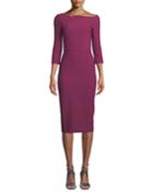 Witham 3/4-sleeve Asymmetric Boat-neck Dress