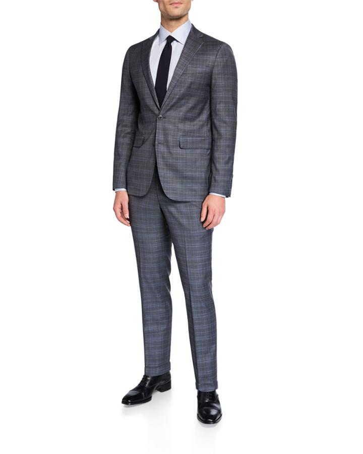Men's Two-piece Plaid Wool