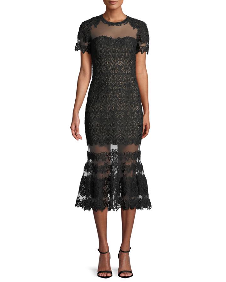 Sheer Guipure Lace Flounce