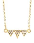 Triple Inverted Crystal Triangle Pendant Necklace, Gold