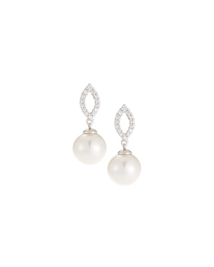 Open Marquise Pearly Drop Earrings