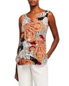 Printed V-neck Reversible Tank Top