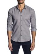 Men's Semi-fitted Micro-check Long-sleeve Button-down