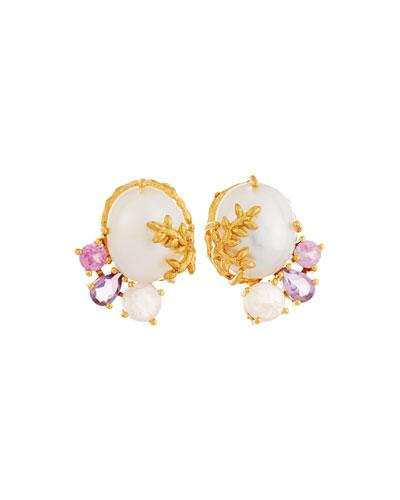 Pearl, Amethyst & Quartz Cluster Earrings