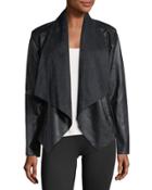 Faux Leather Draping Jacket