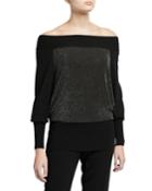 M Line Off-the-shoulder Metallic Front Top