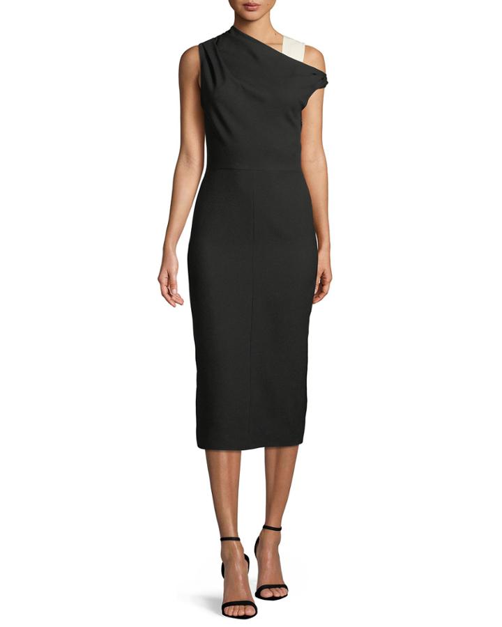 One-shoulder Wool Midi
