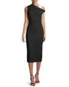 One-shoulder Wool Midi