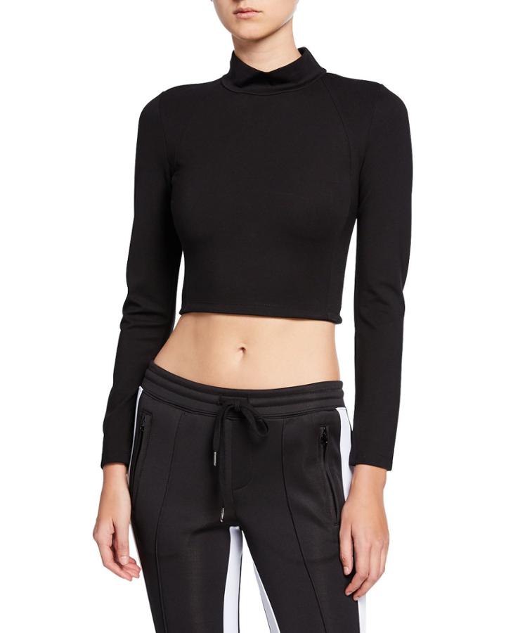 Mock-neck Long-sleeve Crop Top