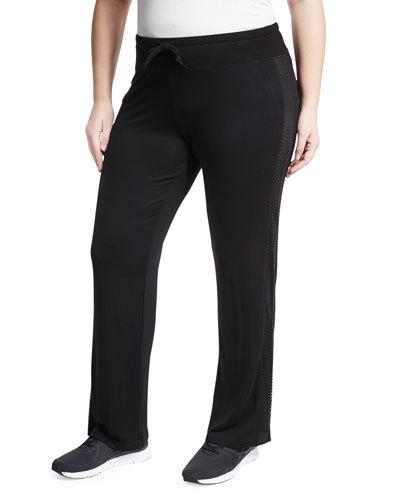 Mesh-inset Knit Pants, Black,