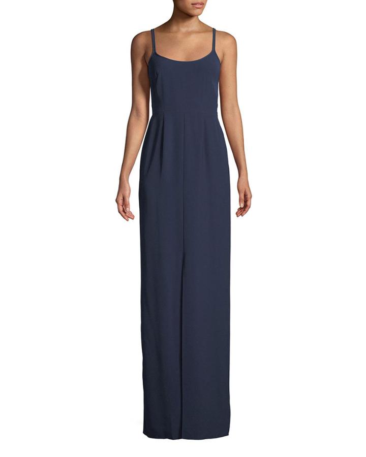 Scoop-neck Sleeveless Column Slip Evening Gown