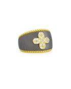 Pave Clover Beaded Band Ring