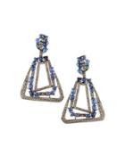 Champagne Diamond, Sapphire & Tourmaline Geometric Dangle Earrings