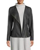 Aimes Asymmetric Leather Jacket W/ Ponte Combo, Black