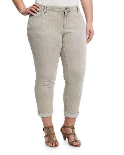 Organic Cotton Cuffed Jeans, Gray,