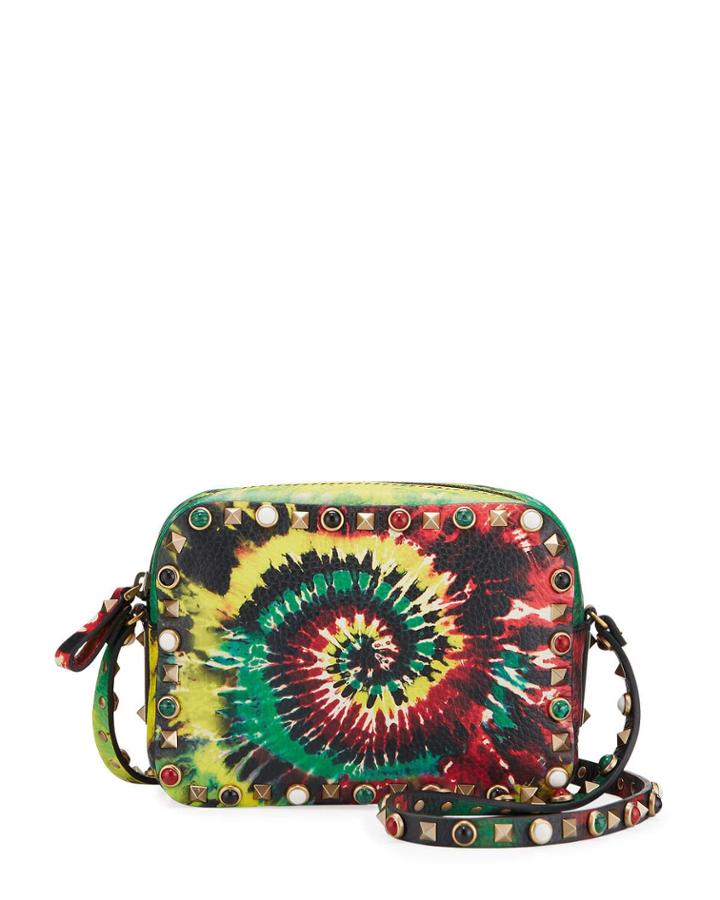Tie-dye Leather Studded Crossbody Bag