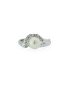 18k Akoya Pearl & Curved Diamond Ring,