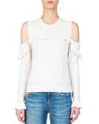 Jumper Cold-shoulder Long-sleeve Ruffle Top