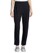 Single-pleat Textured Trousers