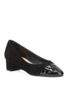 Babe Patent Leather Capped Suede Ballet Pumps