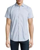 Printed Short-sleeve Sport Shirt, Blue/white