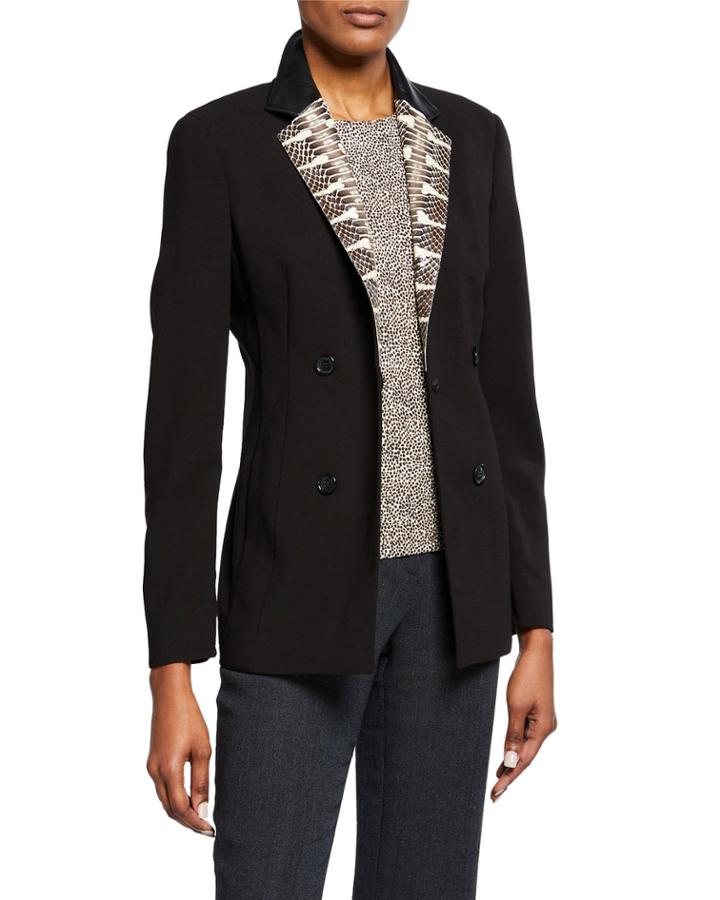 Fernando Wool-blend Leather-lapel Jacket