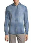 Aged-denim Button Down