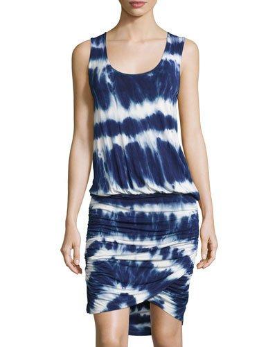 Elize Ruched Sleeveless Dress, Navy