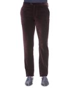 Printed Velvet Pants, Burgundy
