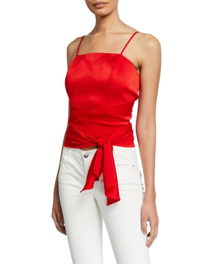Ali Square-neck Fitted Top With Back Bow-tie