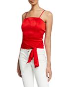 Ali Square-neck Fitted Top With Back Bow-tie
