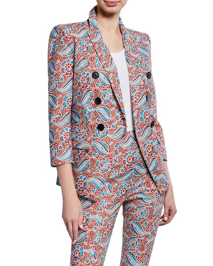 Empire Printed Linen-blend Dickey Jacket