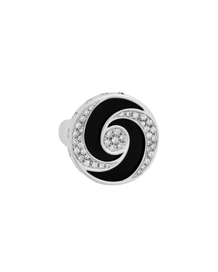 Estate Allegra Optical 18k White Gold Diamond & Onyx Ring