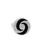 Estate Allegra Optical 18k White Gold Diamond & Onyx Ring