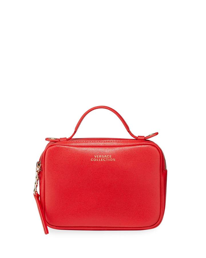 Saffiano Top-zip Shoulder Bag, Red