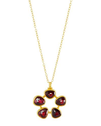 24k Reversible Garnet Pendant Necklace
