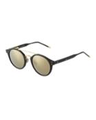 Round Mirrored Acetate/metal Brow-bar