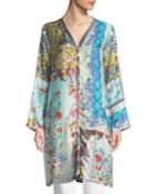 Witteau Button-front Graphic Silk Cardigan,
