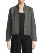 Rosette Jacquard Zip-front Long-sleeve