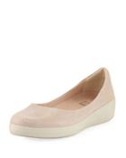 Lizard-embossed Suede Ballerina Flat