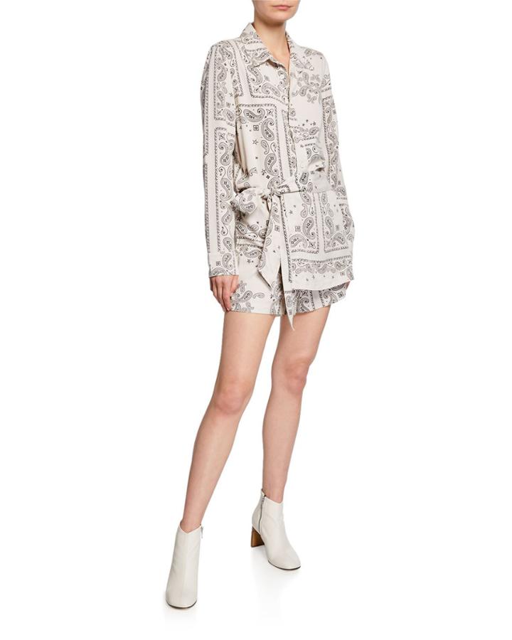 Bandana-print Long-sleeve Romper