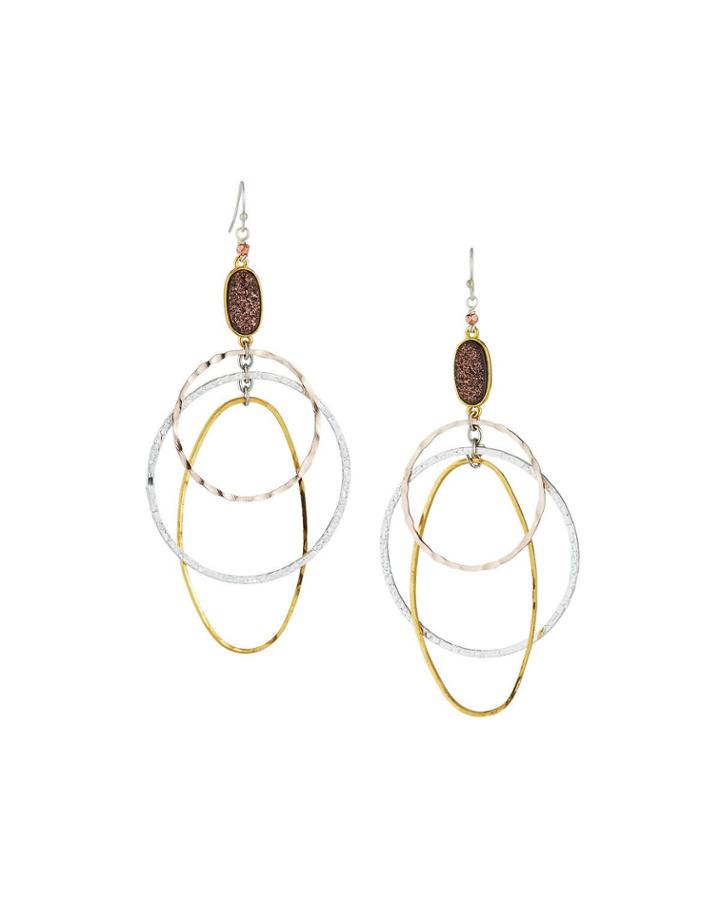 Druzy & Hoop-drop Earrings