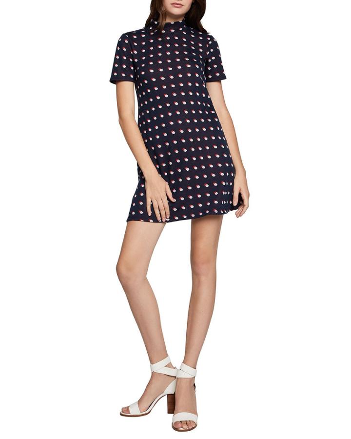 Polka-dot Turtleneck A-line Dress