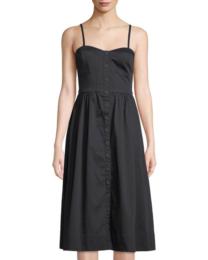 Sweetheart Button-front Cotton Tank Dress
