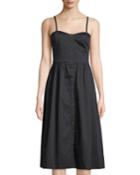 Sweetheart Button-front Cotton Tank Dress
