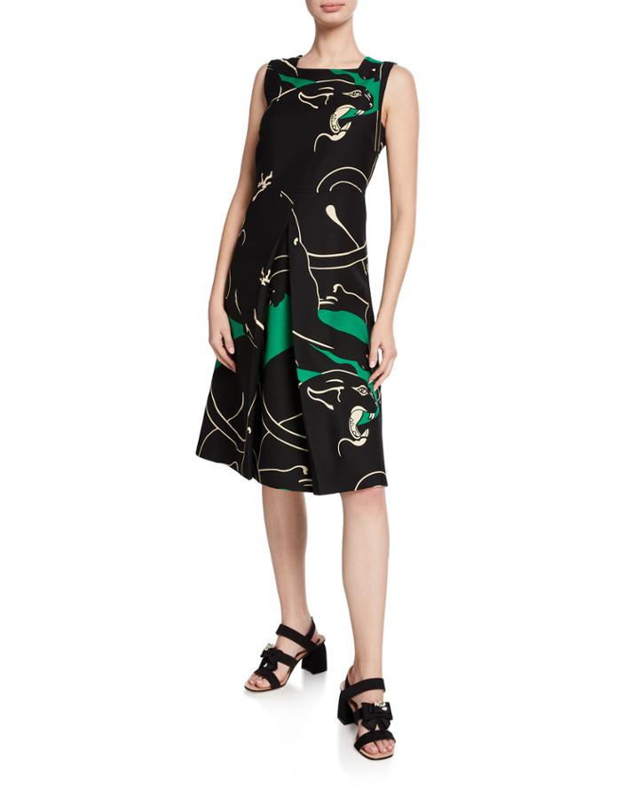 Draped Front Printed A-line Dress
