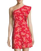 Floral-print One-shoulder Dress